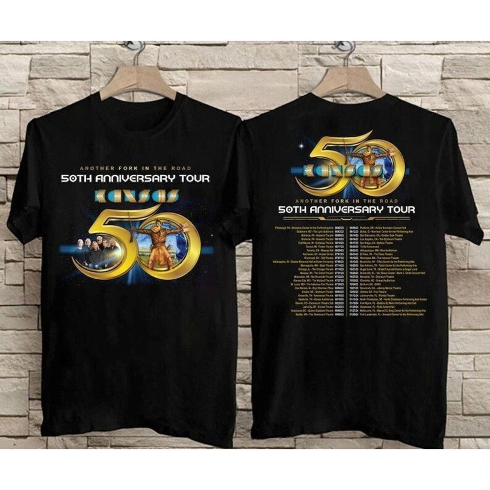 Kansas Band Tour Another Folk In The Road 50Th Anniversary 2 Sided Tee